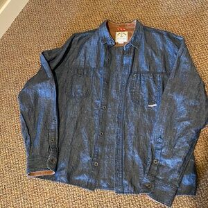 Men's Iron and Resin Casual Long Sleeve Denim Shirt, Size XX Large